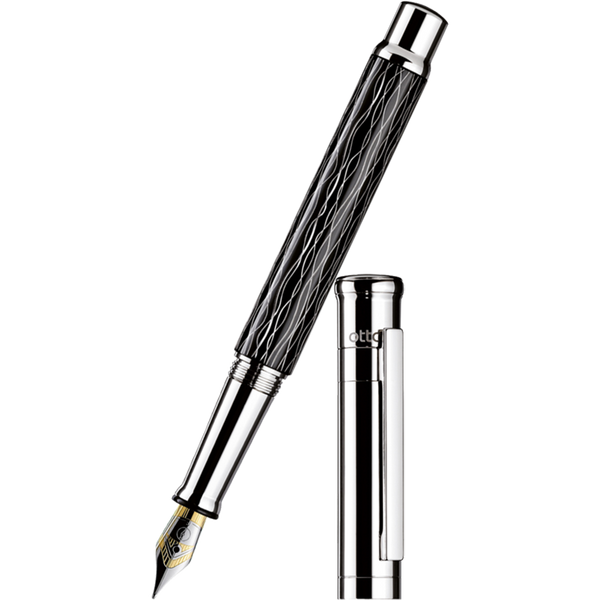 Otto Hutt Design 4 Fountain Pen - Black Wave - 18K Gold Nib-Pen Boutique Ltd