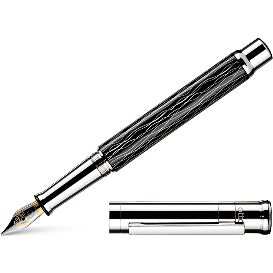 Otto Hutt Design 4 Fountain Pen - Black Wave - 18K Gold Nib-Pen Boutique Ltd