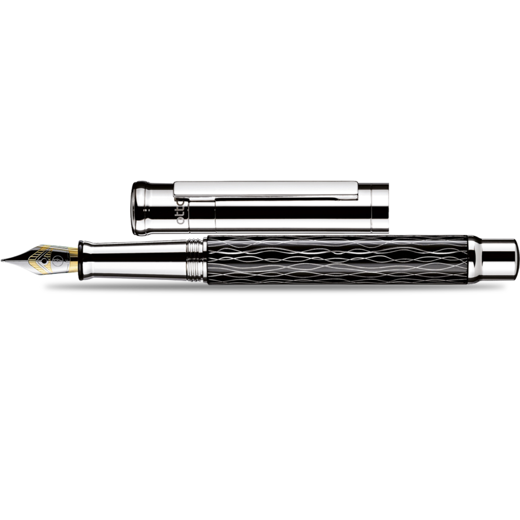 Otto Hutt Design 4 Fountain Pen - Black Wave - 18K Gold Nib-Pen Boutique Ltd