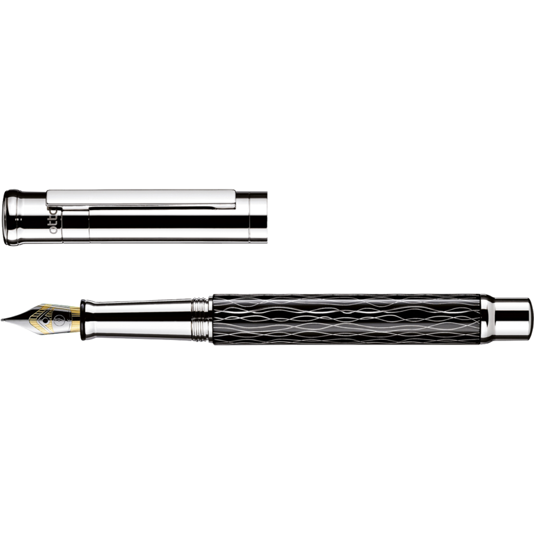 Otto Hutt Design 4 Fountain Pen - Black Wave - 18K Gold Nib-Pen Boutique Ltd