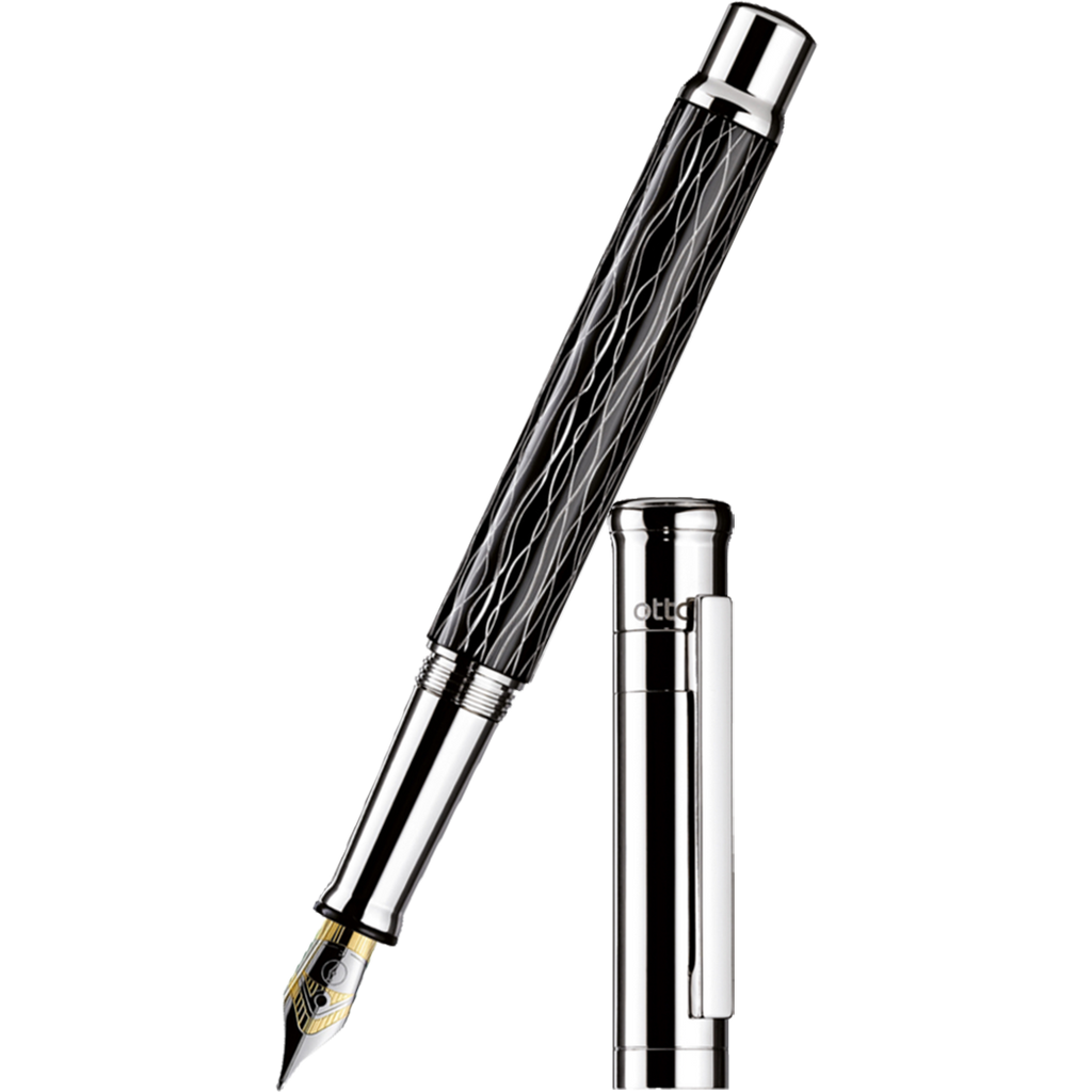 Otto Hutt Design 4 Fountain Pen - Black Wave - Steel Nib-Pen Boutique Ltd
