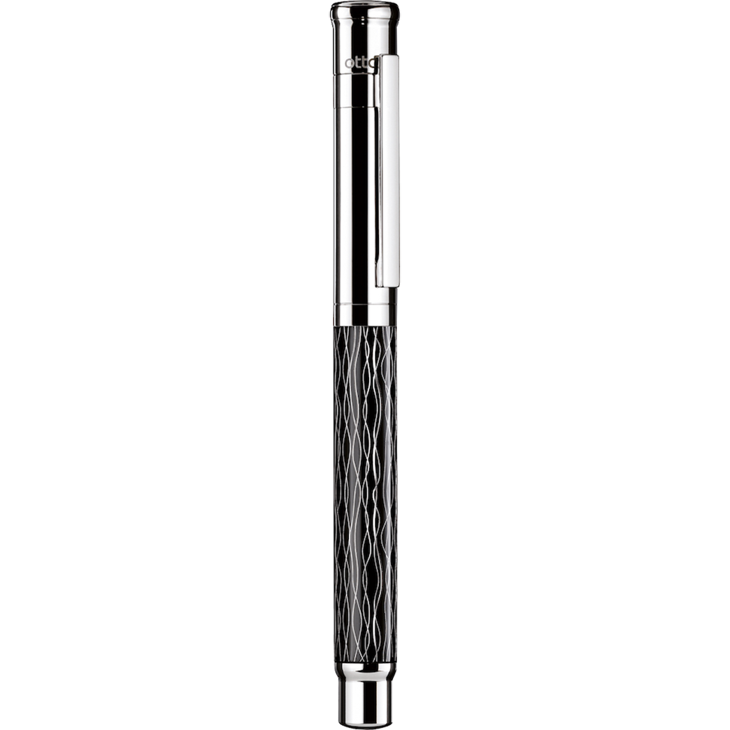 Otto Hutt Design 4 Rollerball Pen - Black Wave - Platinum Trim-Pen Boutique Ltd