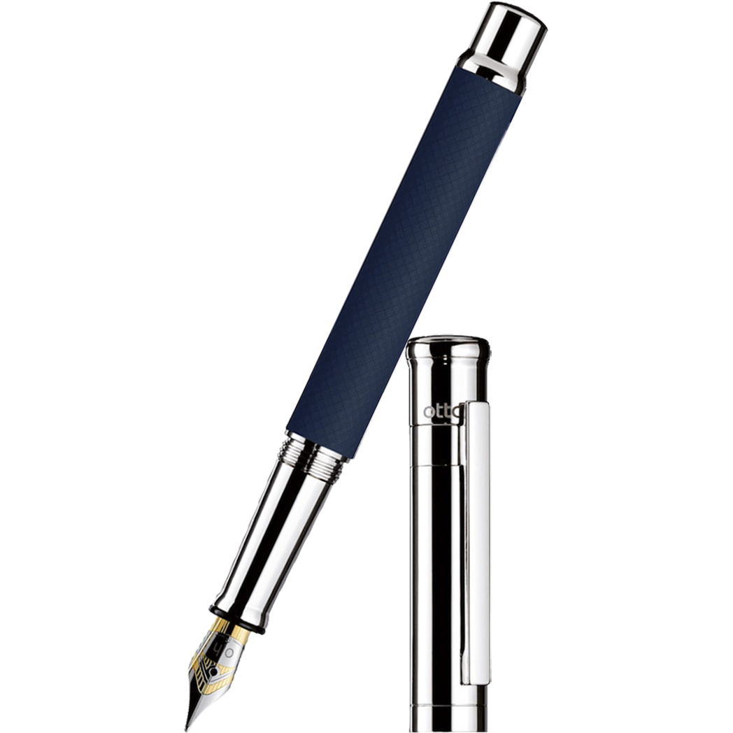 Otto Hutt Design 4 Fountain Pen - Blue Matte Guilloche - Steel Nib-Pen Boutique Ltd