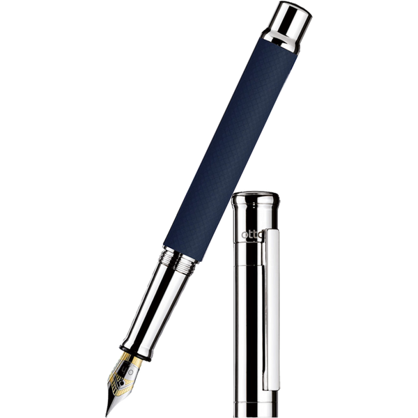 Otto Hutt Design 4 Fountain Pen - Blue Matte Guilloche - Steel Nib-Pen Boutique Ltd