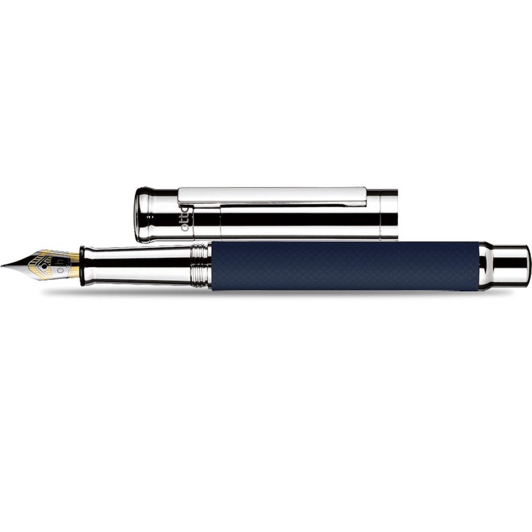 Otto Hutt Design 4 Fountain Pen - Blue Matte Guilloche - Steel Nib-Pen Boutique Ltd