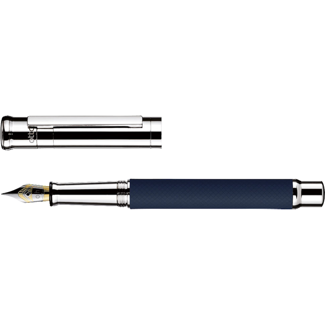 Otto Hutt Design 4 Fountain Pen - Blue Matte Guilloche - Steel Nib-Pen Boutique Ltd