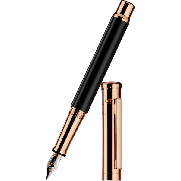 Otto Hutt Design 4 Fountain Pen - Polished Black - 18K Gold Nib-Pen Boutique Ltd