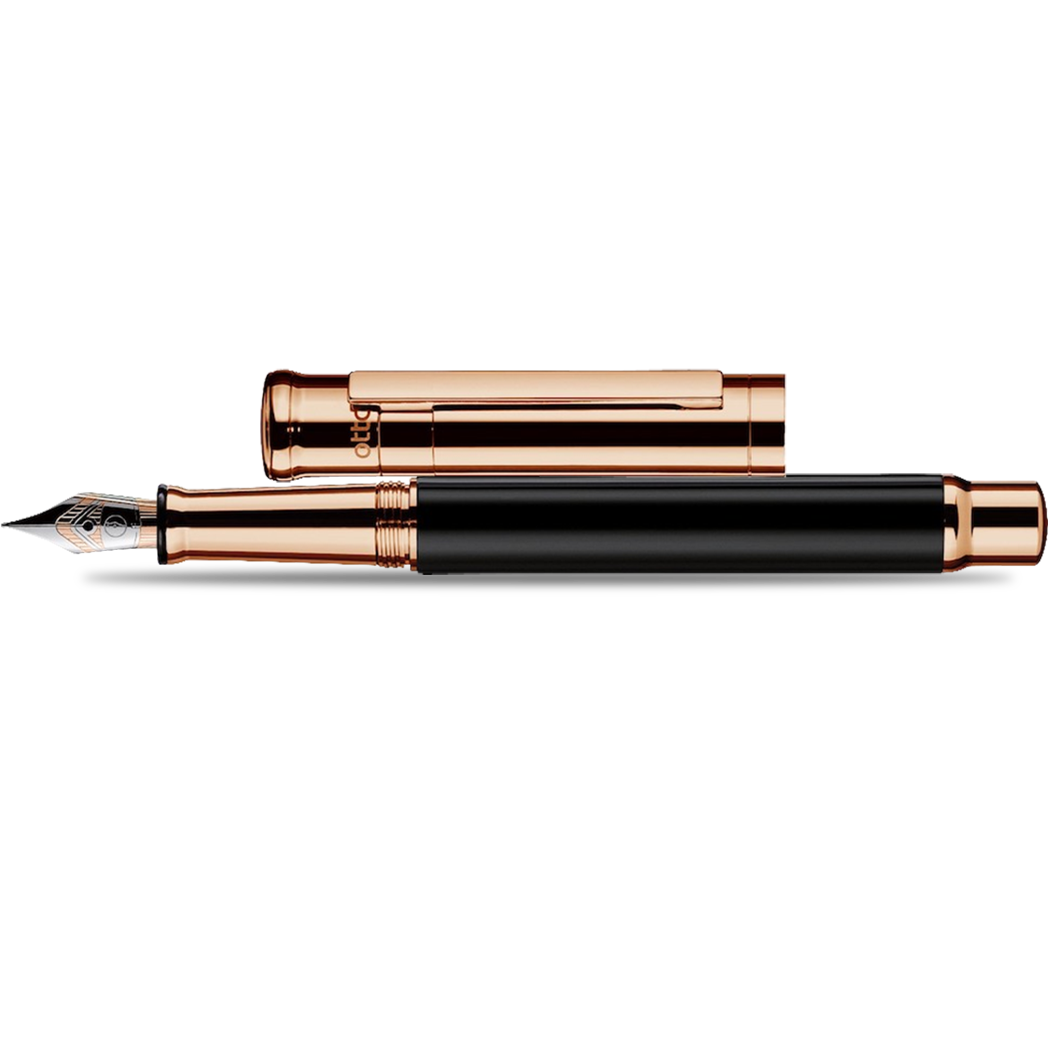 Otto Hutt Design 4 Fountain Pen - Polished Black - 18K Gold Nib-Pen Boutique Ltd