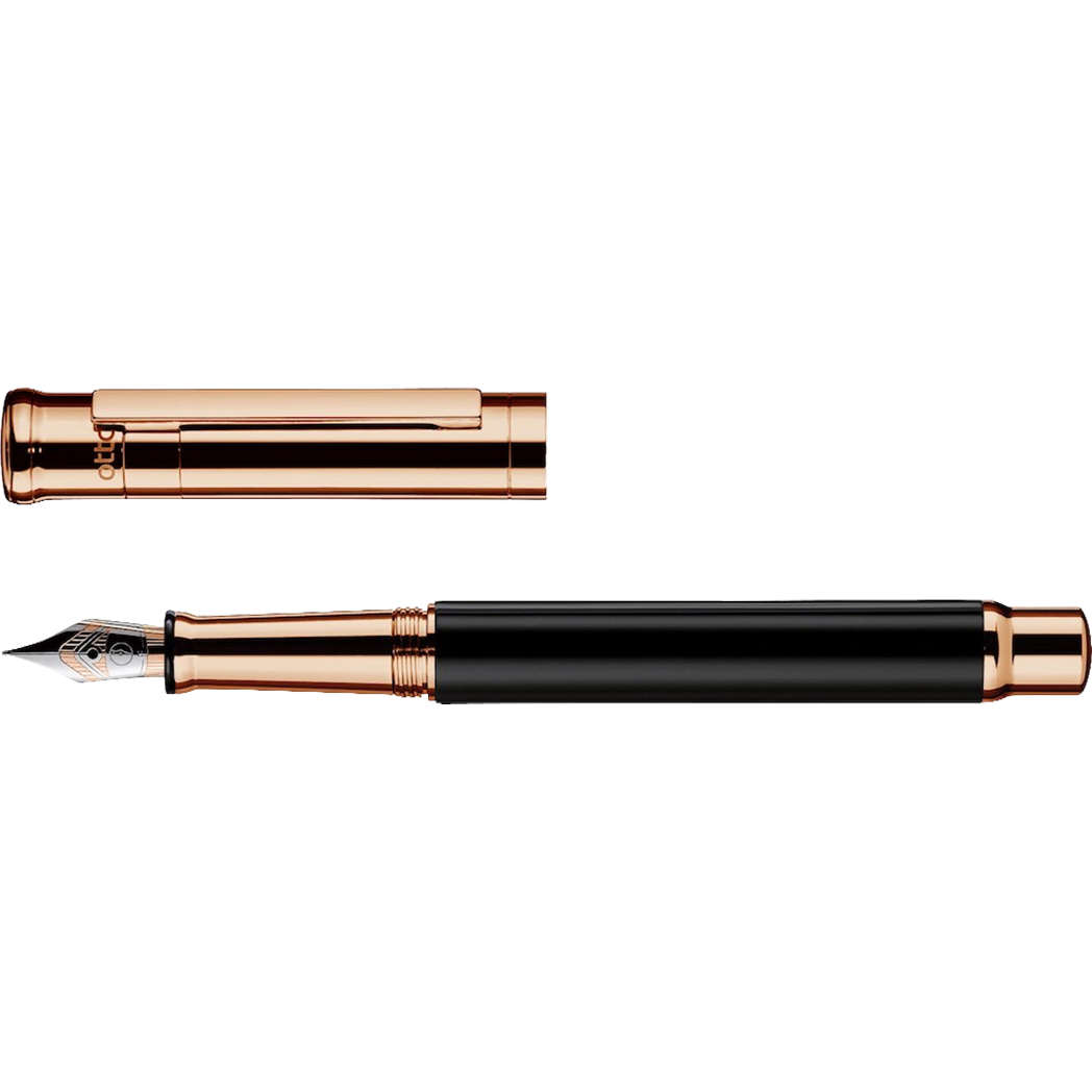 Otto Hutt Design 4 Fountain Pen - Polished Black - 18K Gold Nib-Pen Boutique Ltd
