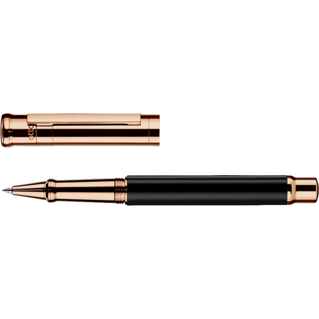 Otto Hutt Design 4 Rollerball Pen - Black - Rose Gold Trim-Pen Boutique Ltd