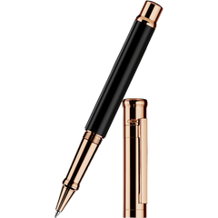 Otto Hutt Design 4 Rollerball Pen - Black - Rose Gold Trim-Pen Boutique Ltd