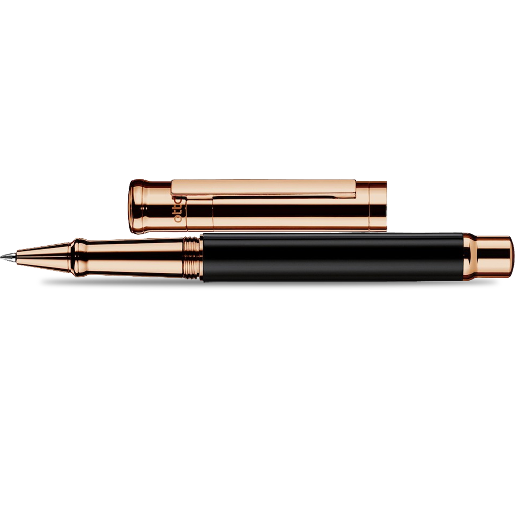 Otto Hutt Design 4 Rollerball Pen - Black - Rose Gold Trim-Pen Boutique Ltd