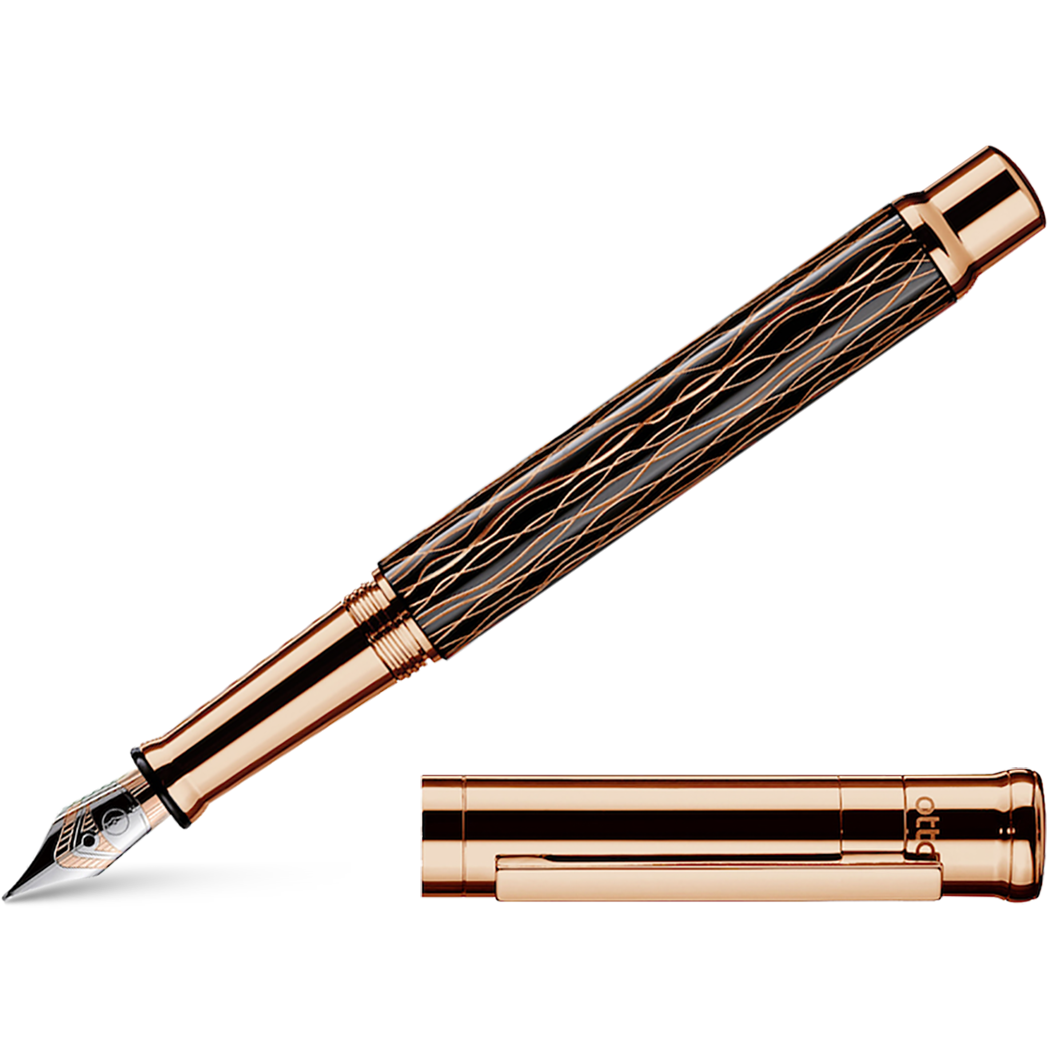 Otto Hutt Design 4 Fountain Pen - Black Rose Wave - Steel Nib-Pen Boutique Ltd