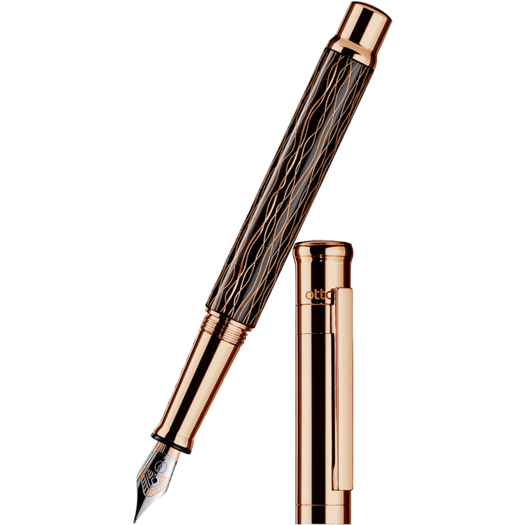 Otto Hutt Design 4 Fountain Pen - Black Rose Wave - Steel Nib-Pen Boutique Ltd