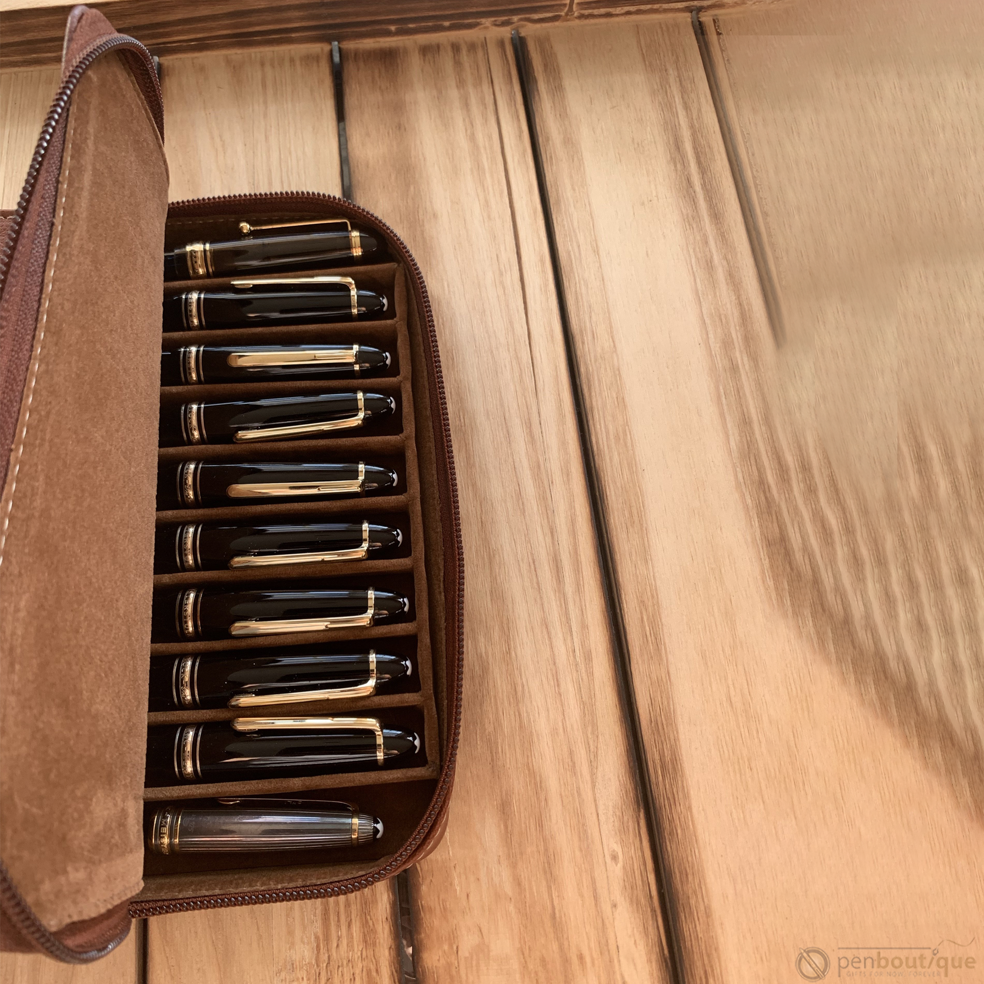 Pen Boutique Yak Leather 10 Pen Holder - Tan-Pen Boutique Ltd