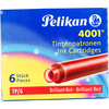 Pelikan 4001 TP6 Short Ink Cartridges - Brilliant Red - Standard International-Pen Boutique Ltd