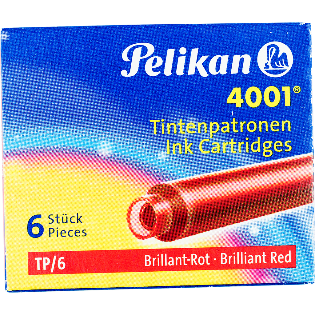 Pelikan 4001 TP6 Short Ink Cartridges - Brilliant Red - Standard International-Pen Boutique Ltd