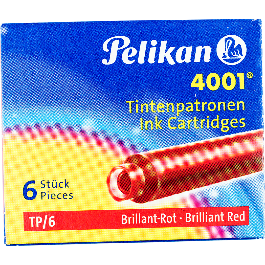 Pelikan 4001 TP6 Short Ink Cartridges - Brilliant Red - Standard International-Pen Boutique Ltd