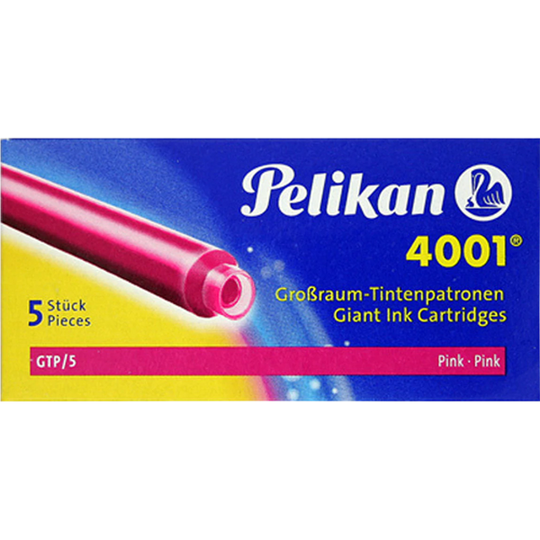 Pelikan 4001 Ink Cartridges - Giant GTP - Pink (5 per box)-Pen Boutique Ltd