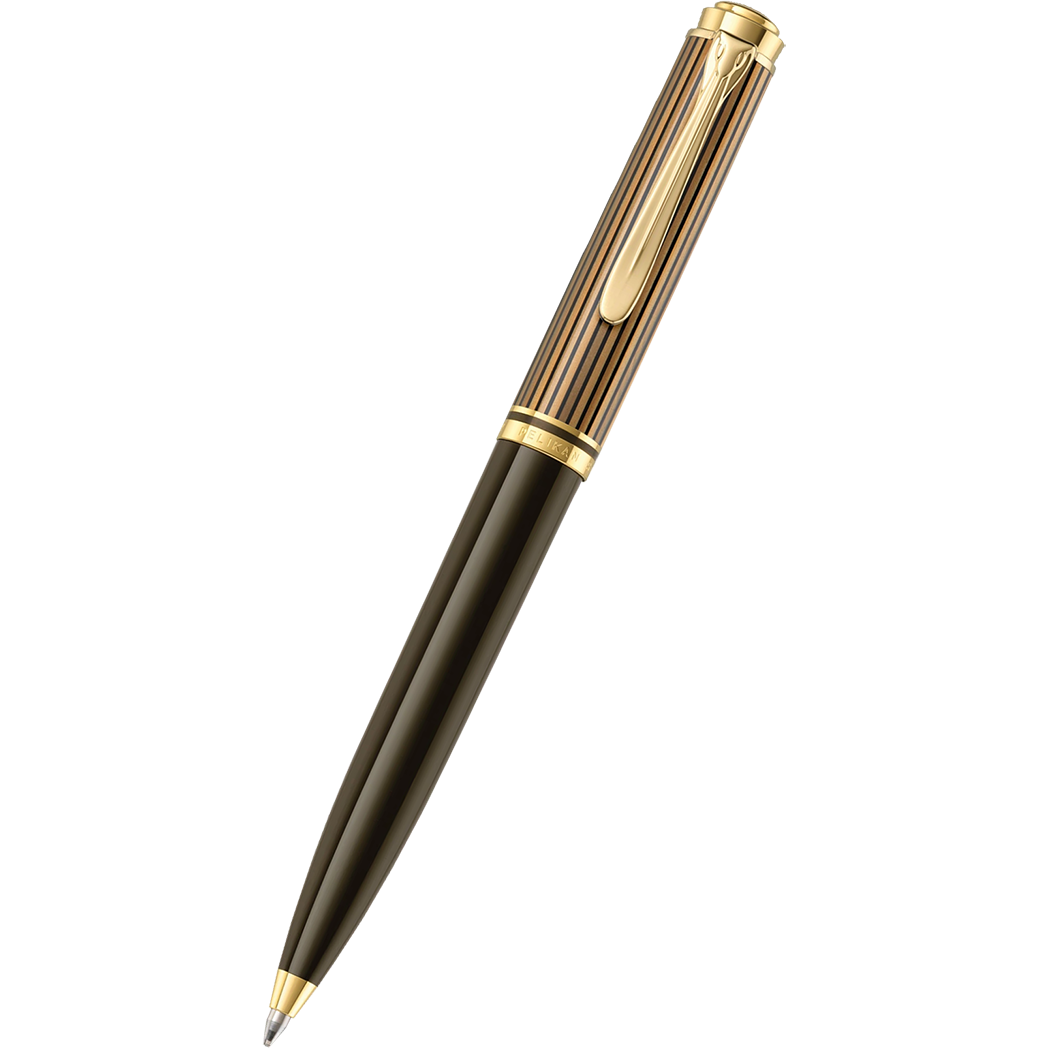 Pelikan Souveran Ballpoint Pen - K800 Warm Brown & Black Stripe (Special Edition)-Pen Boutique Ltd