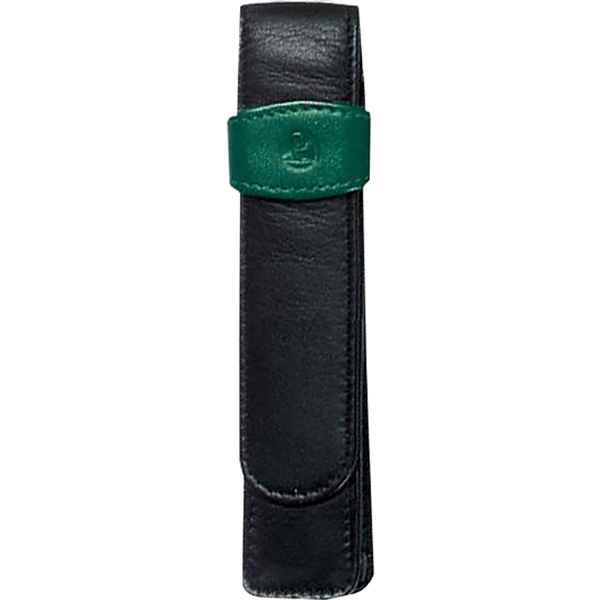 Pelikan Pen Case - TG12 Leather - Black/Green (1 Pen Slot)-Pen Boutique Ltd