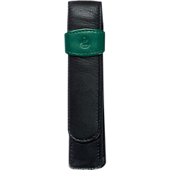 Pelikan Pen Case - TG12 Leather - Black/Green (1 Pen Slot)-Pen Boutique Ltd