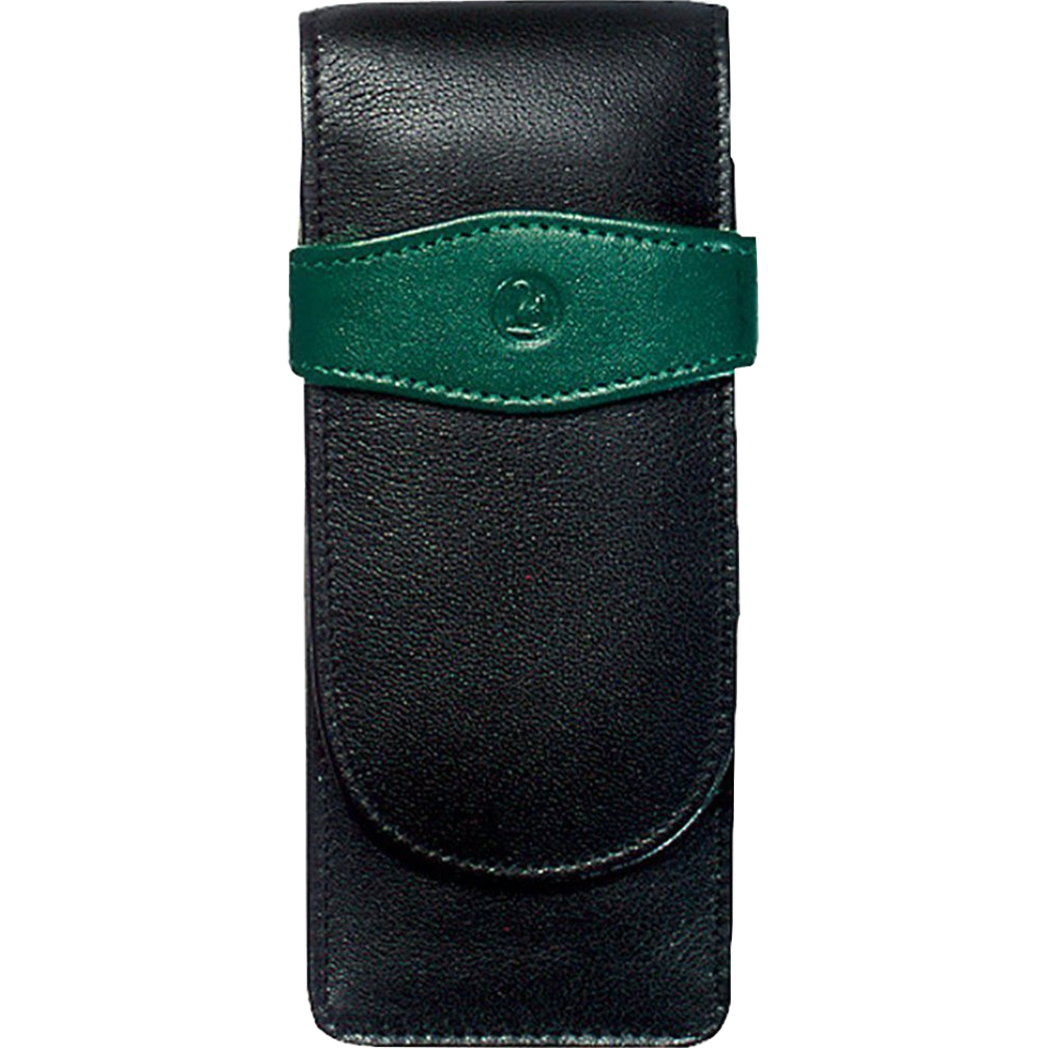 Pelikan Pen Case - TG32 Leather - Black/Green (3 Pen Slot)-Pen Boutique Ltd