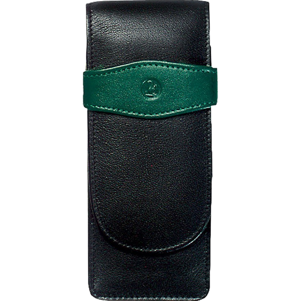 Pelikan Pen Case - TG32 Leather - Black/Green (3 Pen Slot)-Pen Boutique Ltd