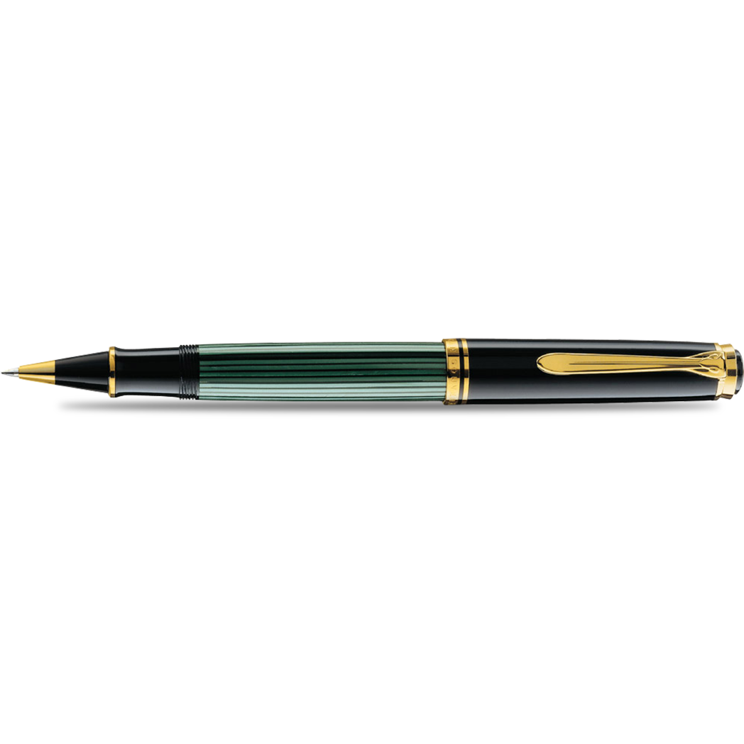 Pelikan Souveran Rollerball Pen - R800 Black & Green Stripe-Pen Boutique Ltd