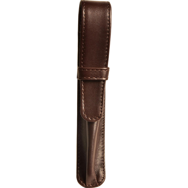 Aston Leather Brown Finger Style Single Pen Case-Pen Boutique Ltd