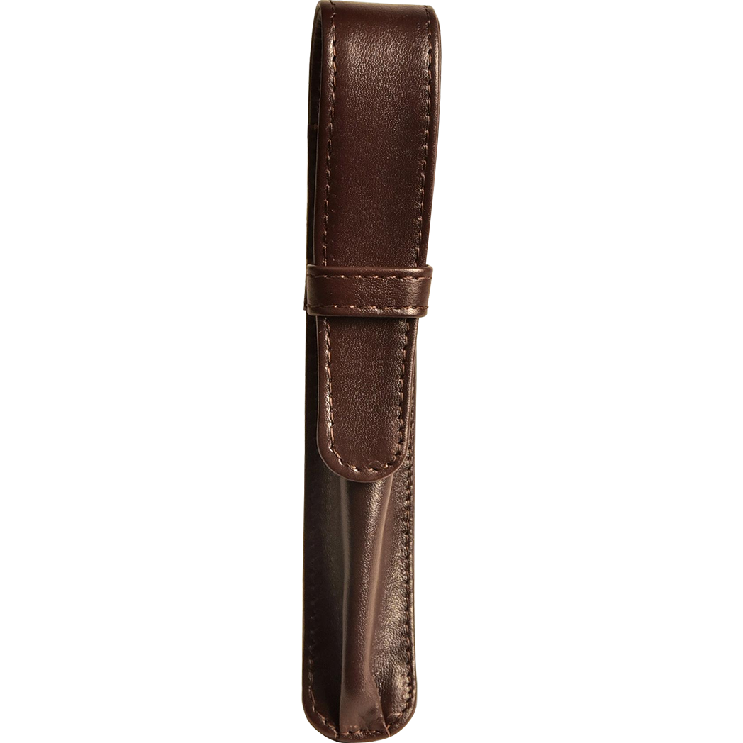 Aston Leather Brown Finger Style Single Pen Case-Pen Boutique Ltd