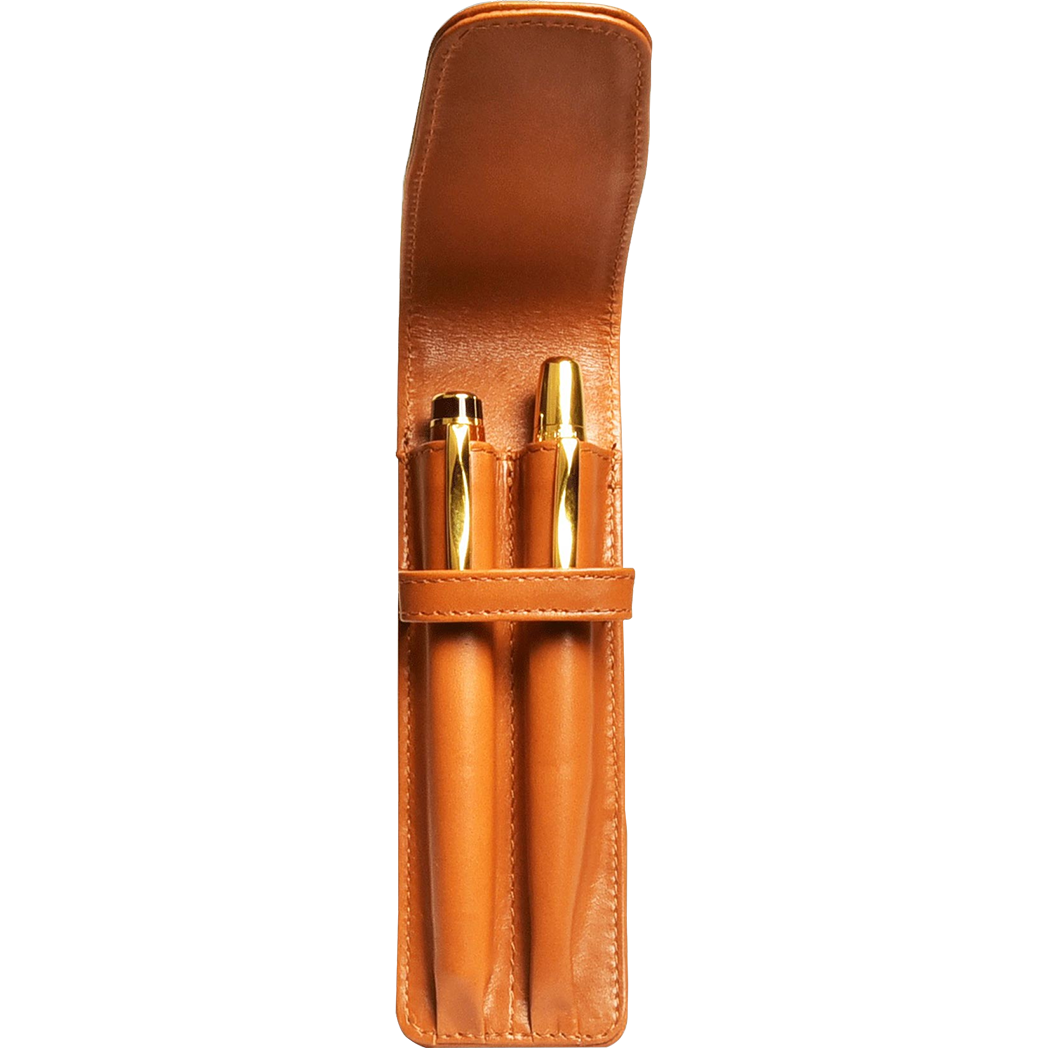 Aston Leather Tan Finger Style Double Pen Case-Pen Boutique Ltd