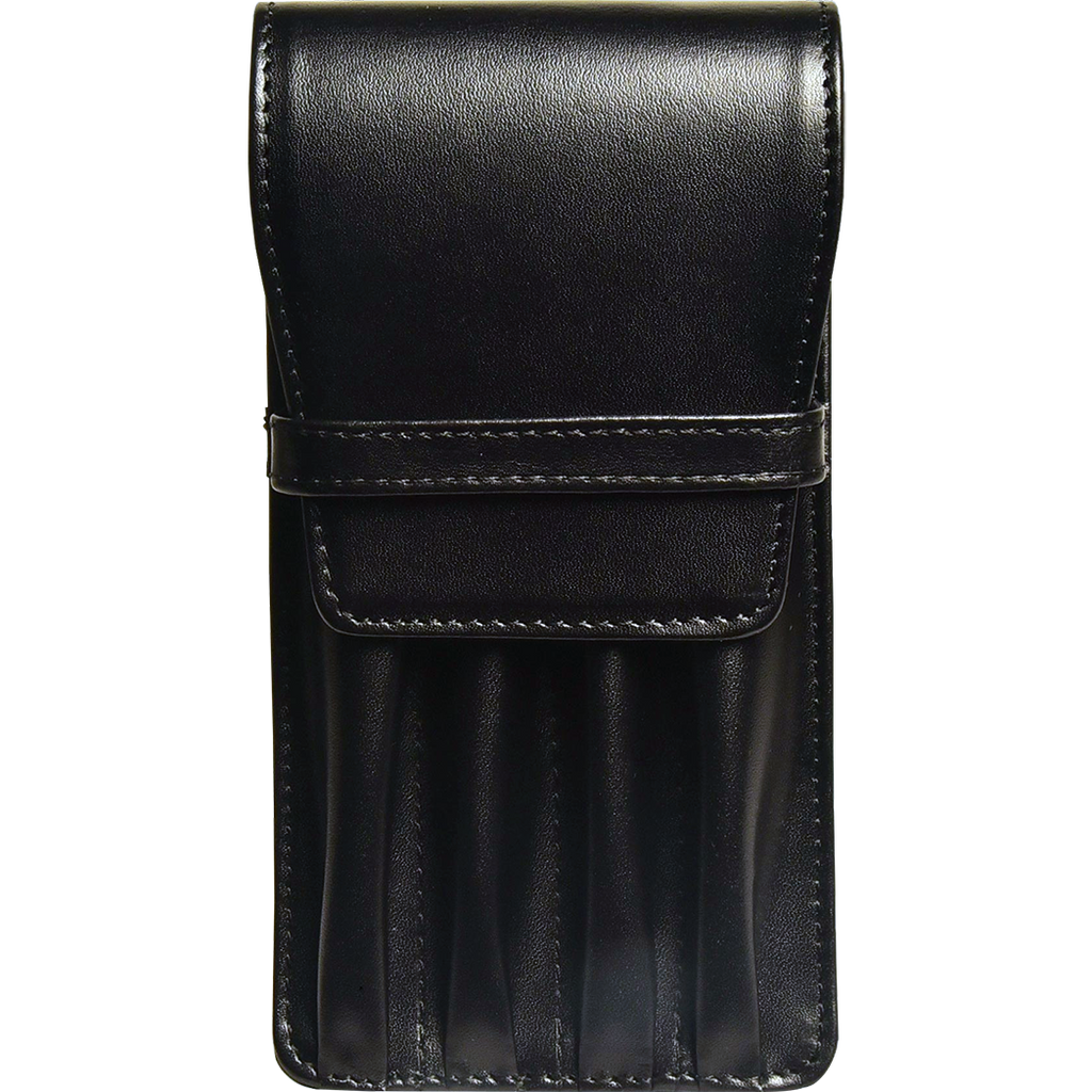 Aston Leather Black Finger Style Quad Pen Case-Pen Boutique Ltd