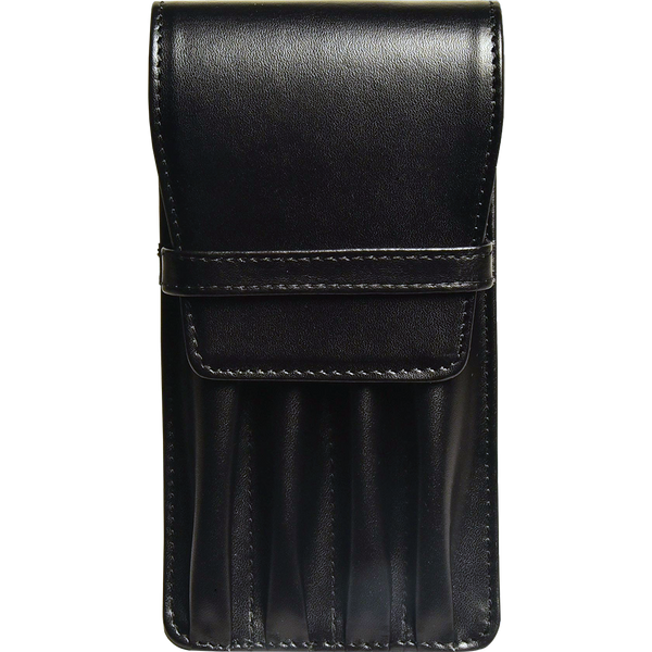 Aston Leather Black Finger Style Quad Pen Case-Pen Boutique Ltd