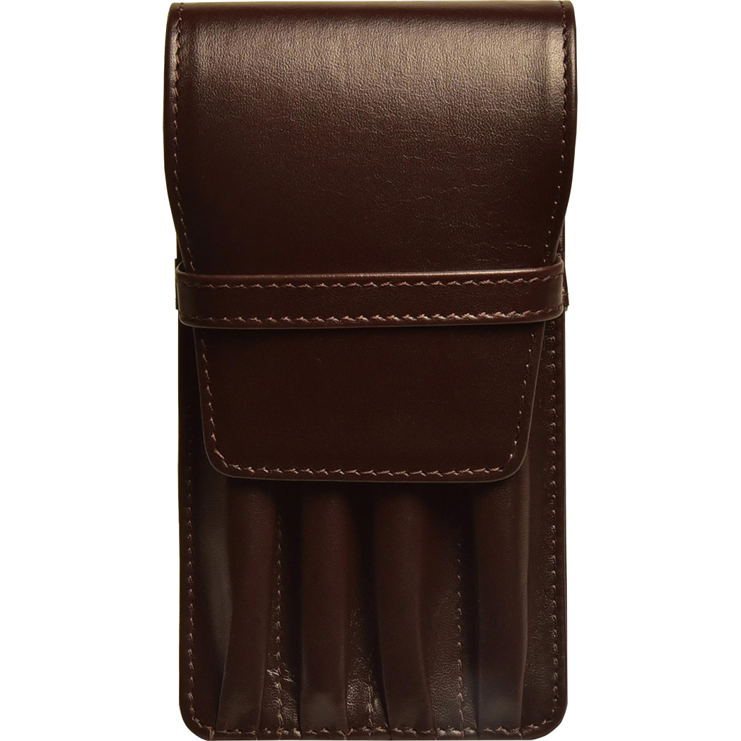 Aston Leather Brown Finger Style Quad Pen Case-Pen Boutique Ltd