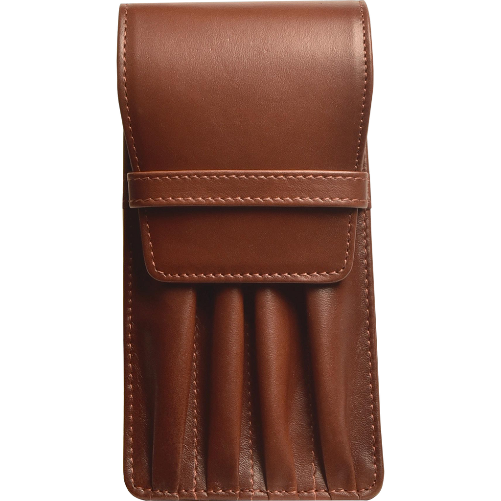 Aston Leather Cognac Finger Style Quad Pen Case-Pen Boutique Ltd