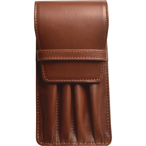 Aston Leather Cognac Finger Style Quad Pen Case-Pen Boutique Ltd
