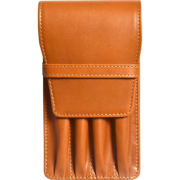 Aston Leather Tan Finger Style Quad Pen Case-Pen Boutique Ltd