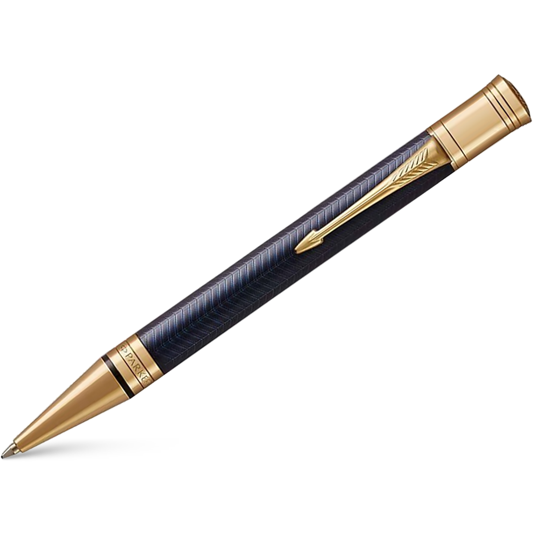 Parker Duofold Prestige Blue Chevron with Gold Trim Ballpoint Pen-Pen Boutique Ltd