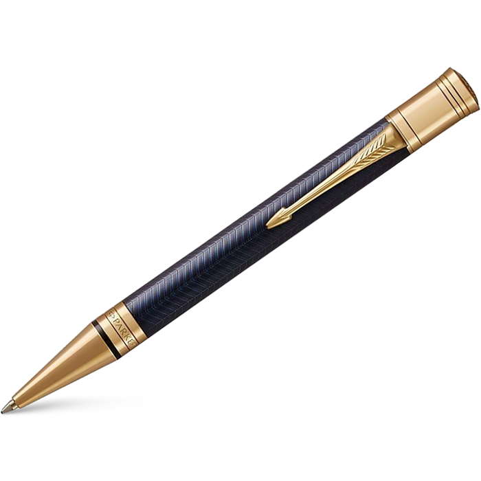 Parker Duofold Ballpoint Pen Prestige Blue Chevron Gold Trim Pen