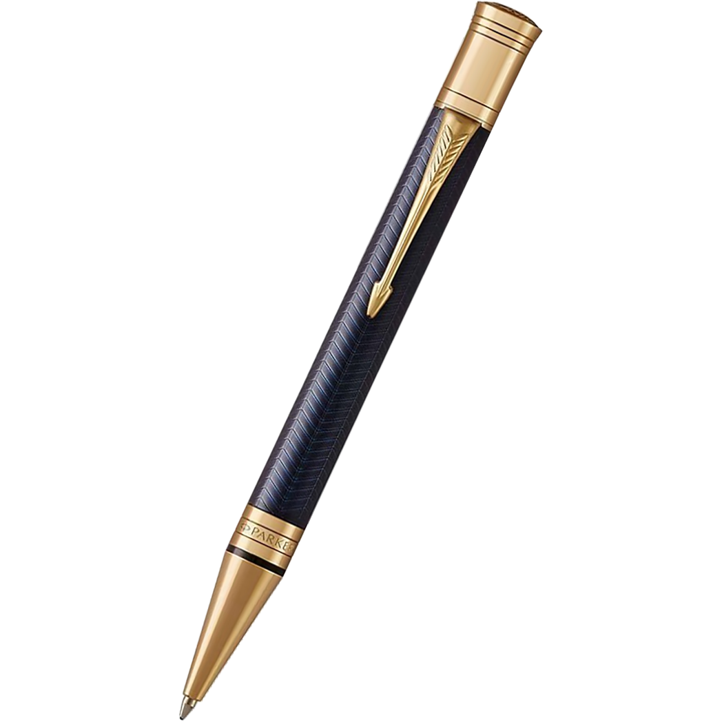 Parker Duofold Prestige Blue Chevron with Gold Trim Ballpoint Pen-Pen Boutique Ltd