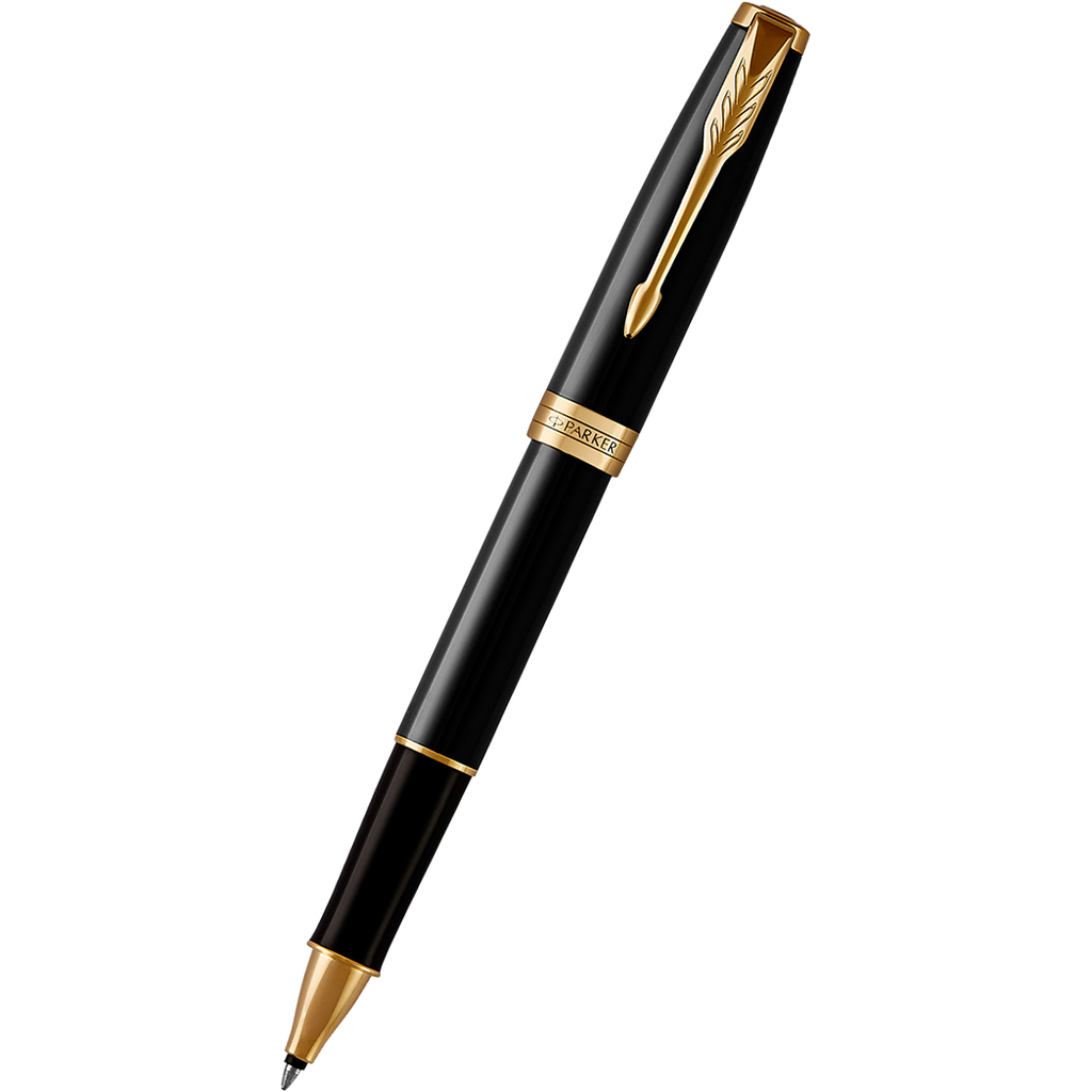 Parker Sonnet Black Lacquer with Gold Trim Rollerball Pen-Pen Boutique Ltd