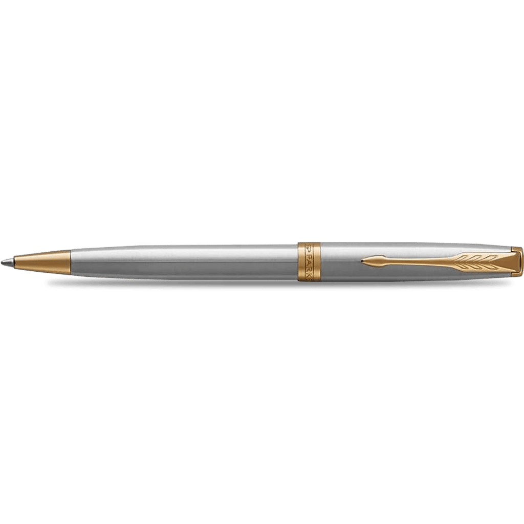 Parker Sonnet Serie Steel Ballpoint Pen – Fine Point Gold Trim, Black Ink (No Box)