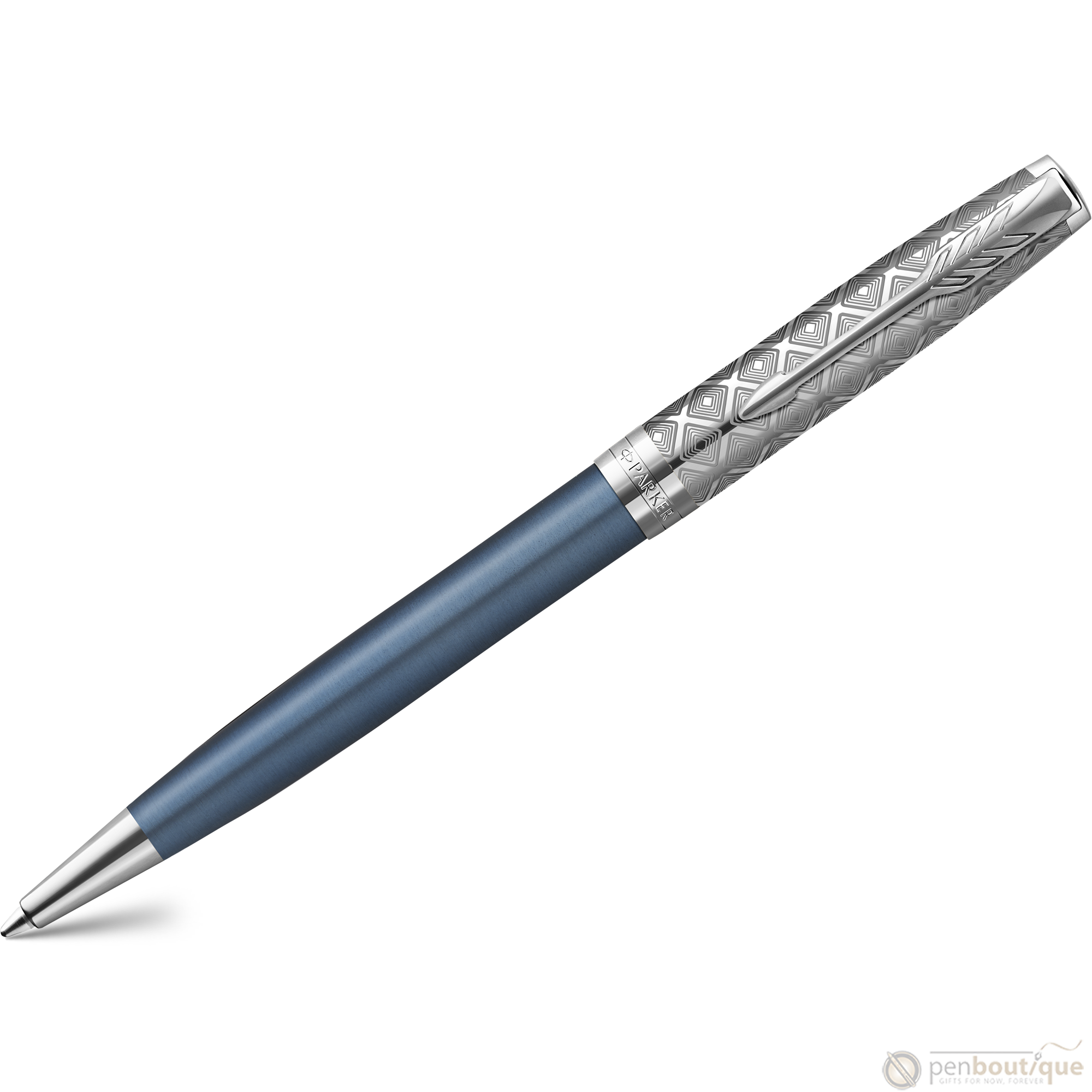 Parker Sonnet Premium Refresh Ballpoint Pen - Metal & Blue - Chrome Trim-Pen Boutique Ltd