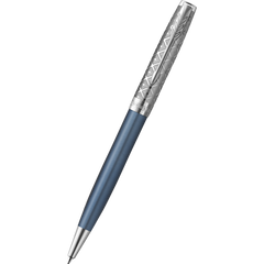 Parker Sonnet Premium Refresh Ballpoint Pen - Metal & Blue - Chrome Trim-Pen Boutique Ltd