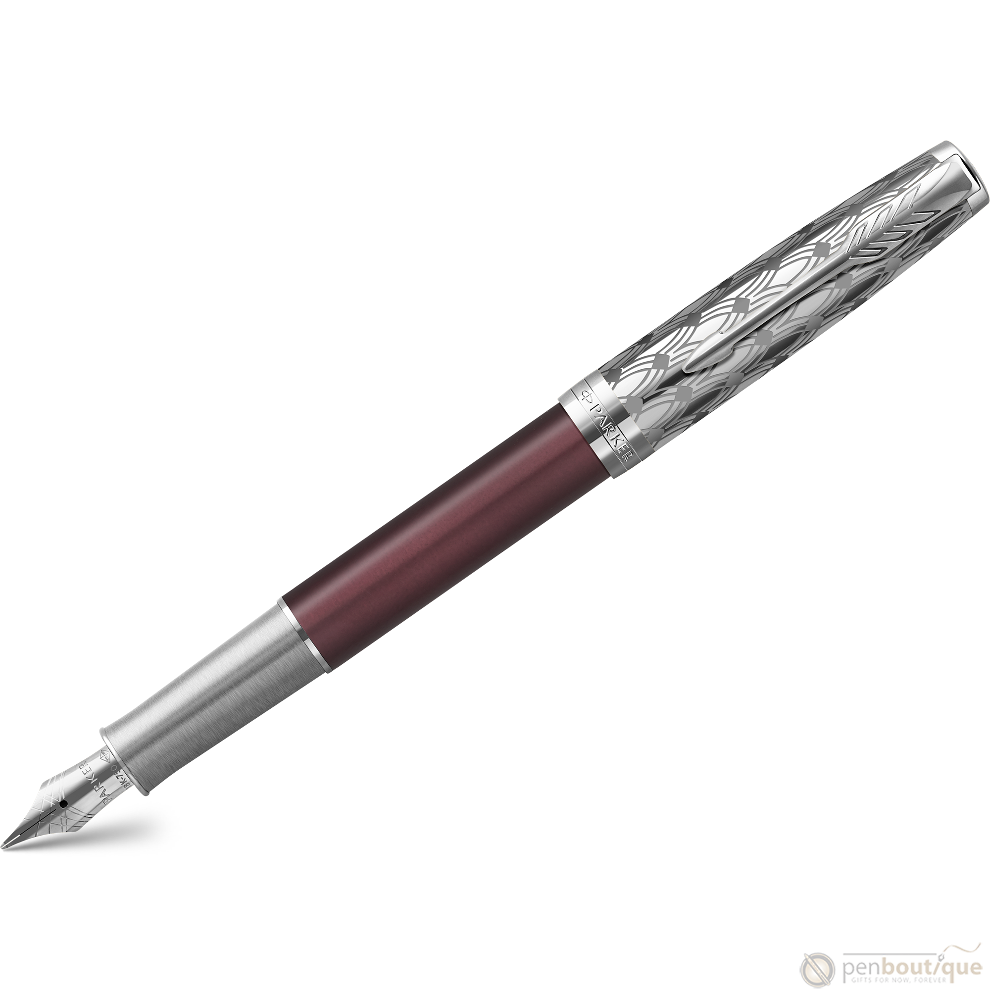 Parker Sonnet Premium Refresh Fountain Pen - Metal & Red - Chrome Trim-Pen Boutique Ltd