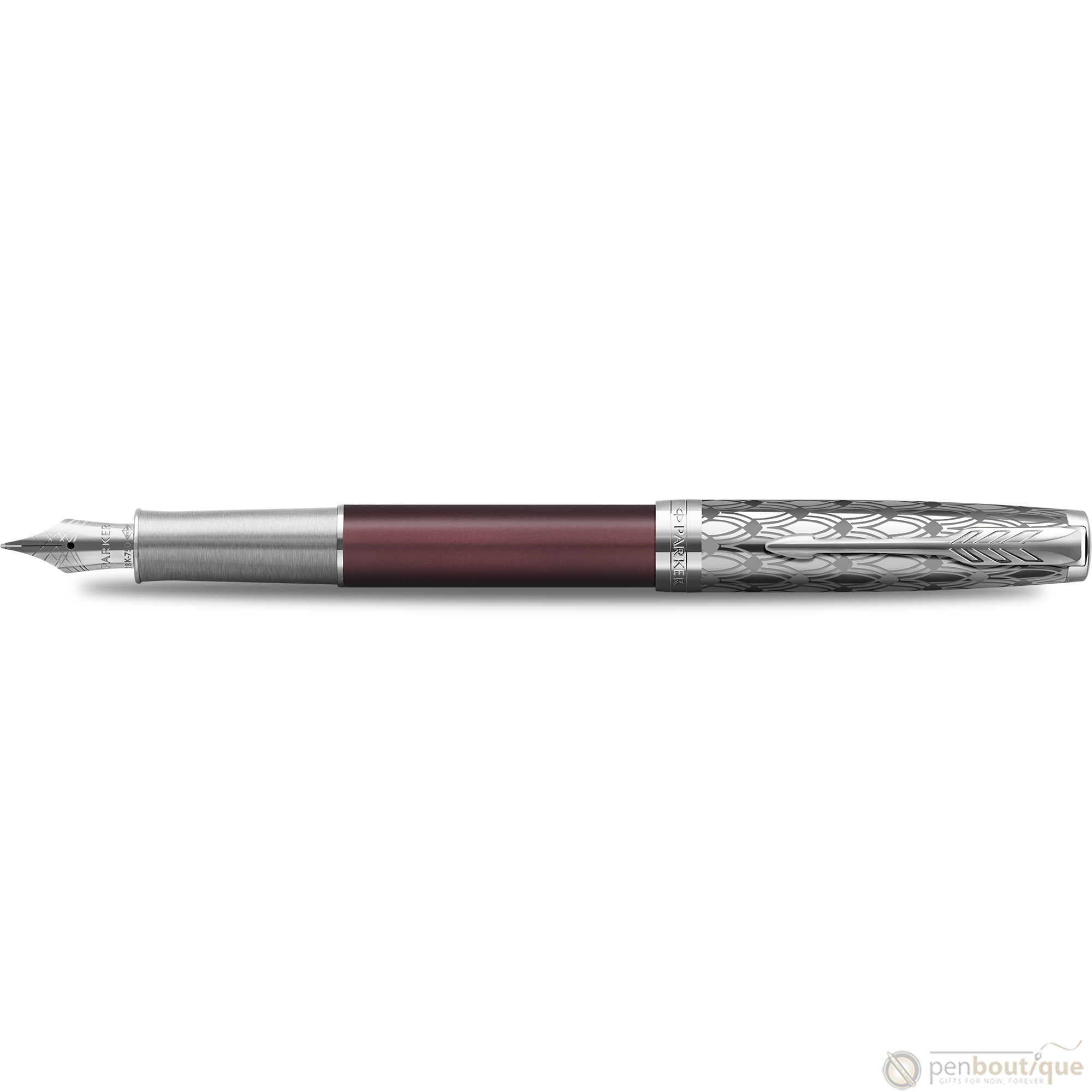 Parker Sonnet Premium Refresh Fountain Pen - Metal & Red - Chrome Trim-Pen Boutique Ltd