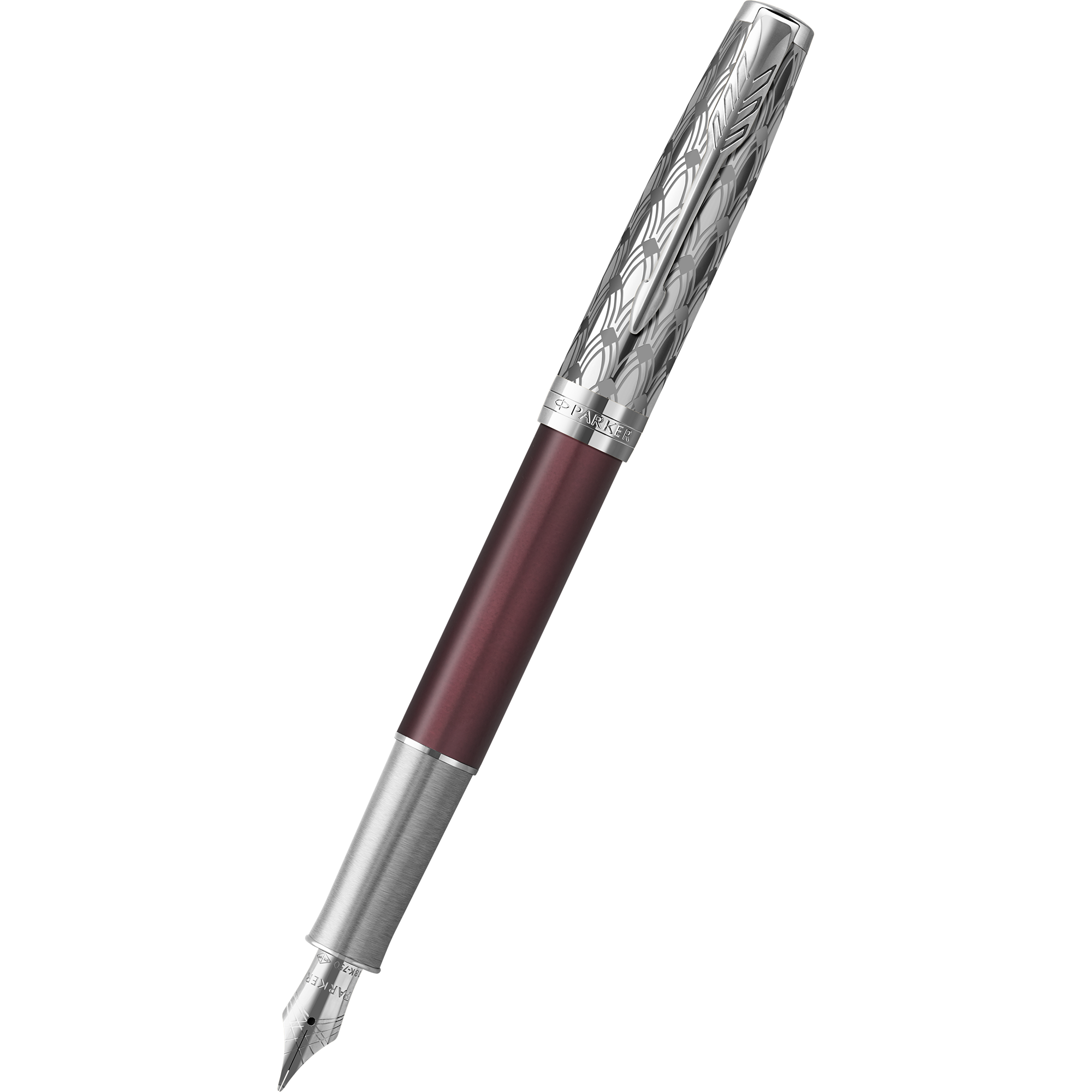 Parker Sonnet Premium Refresh Fountain Pen - Metal & Red - Chrome Trim-Pen Boutique Ltd