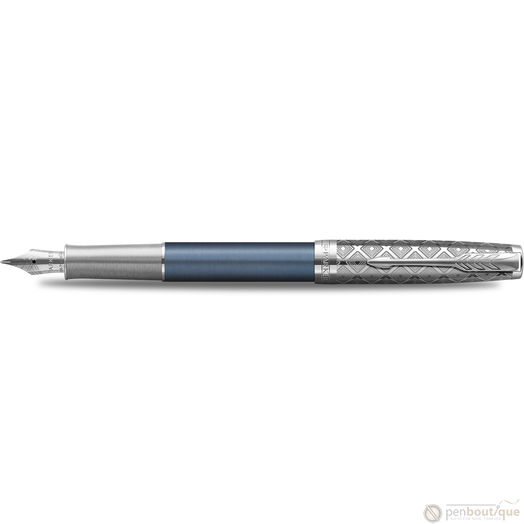 Parker Sonnet Premium Refresh Fountain Pen - Metal & Blue - Chrome Trim-Pen Boutique Ltd