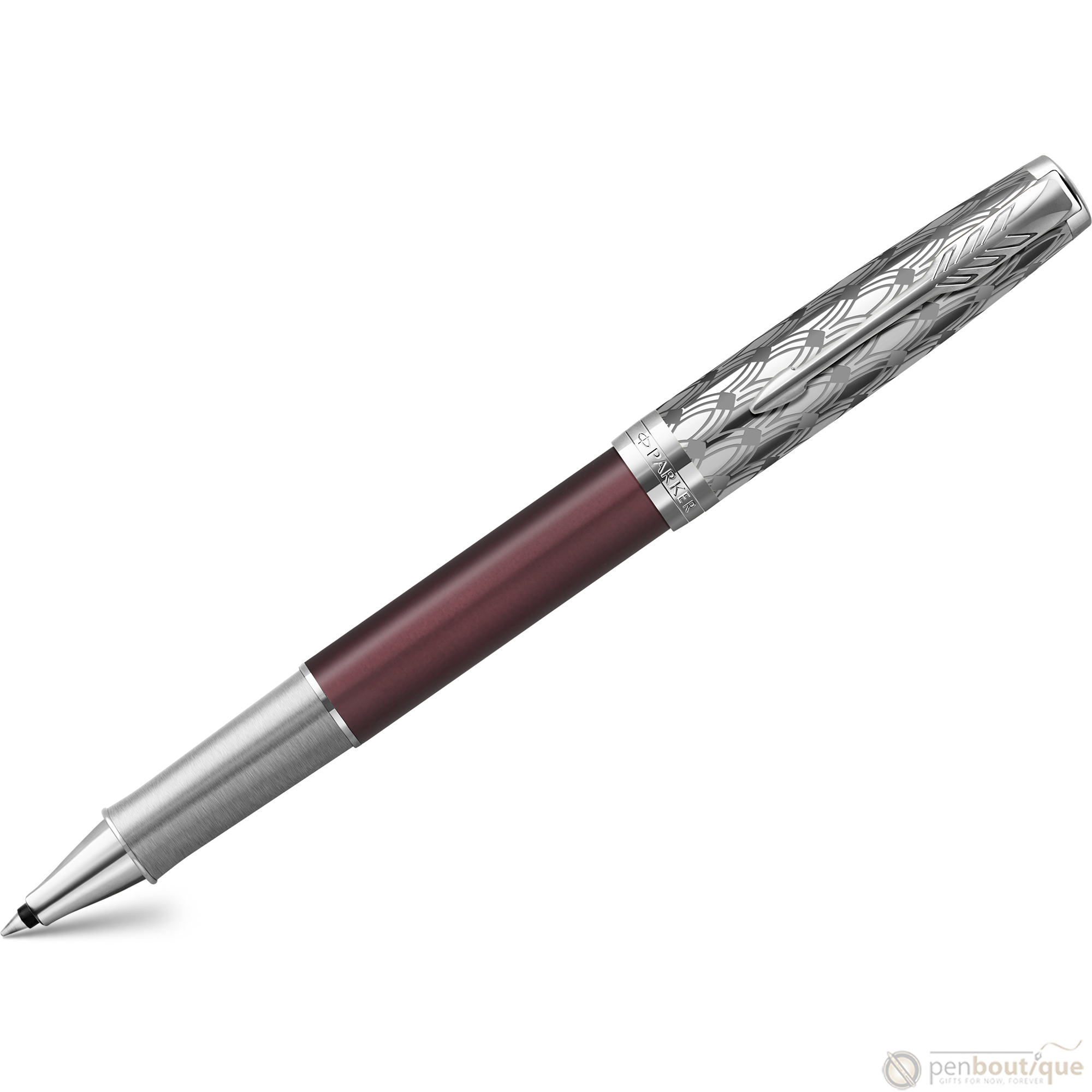 Parker Sonnet Premium Refresh Rollerball Pen - Metal & Red - Chrome Trim-Pen Boutique Ltd